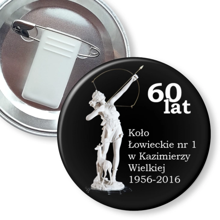 przypinka z żabką i agrafką Koło Łowieckie w Kazimierzy Wielkiej