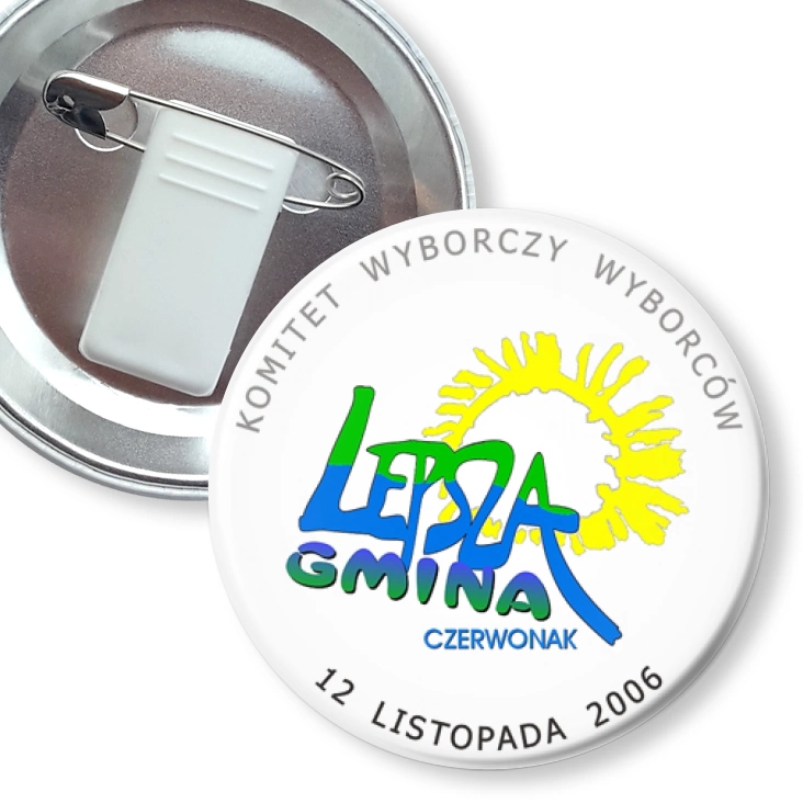 przypinka z żabką i agrafką Lepsza Gmina Czerwonak 2006