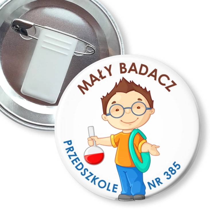 przypinka z żabką i agrafką Mały badacz Ple 385