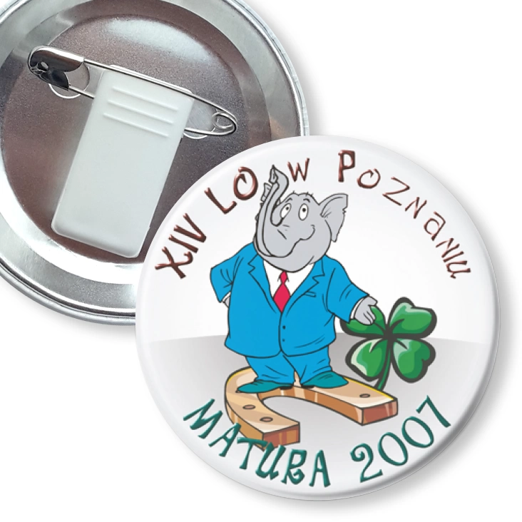 przypinka z żabką i agrafką Matura 2007 - XIV Lo nw Poznaniu