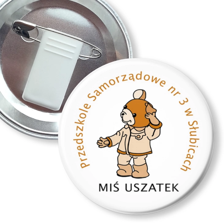 przypinka z żabką i agrafką Miś Uszatek
