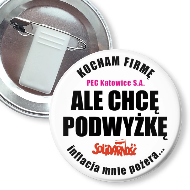 przypinka z żabką i agrafką PEC Katowice S.A.