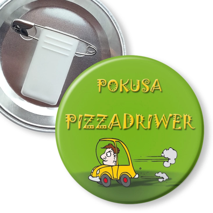 przypinka z żabką i agrafką Pizzadriwer