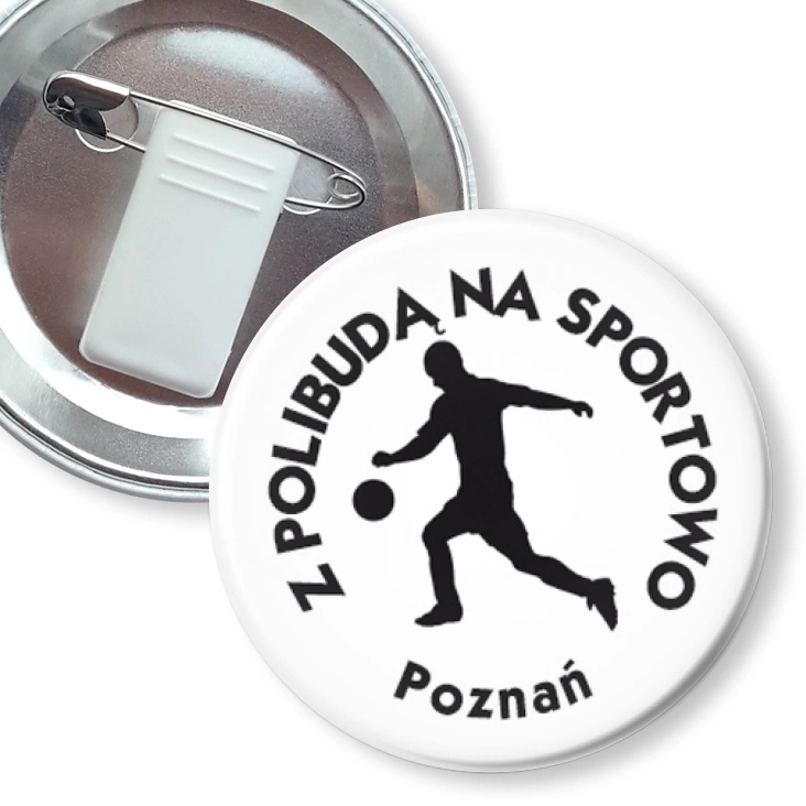 przypinka z żabką i agrafką Politechnika Poznańska - Piłka Nożna