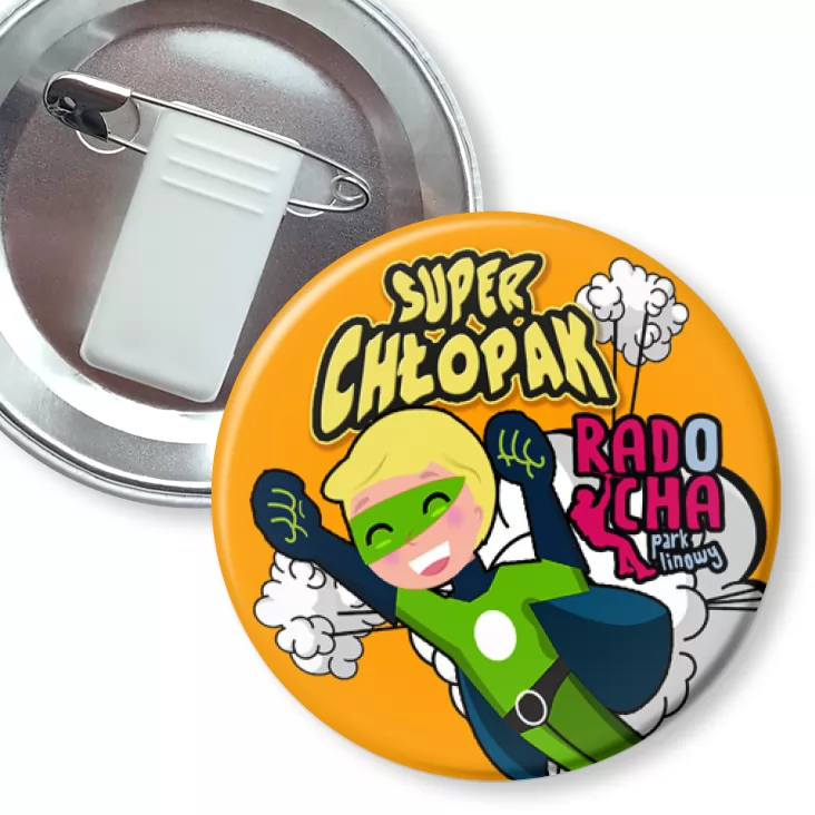 przypinka z żabką i agrafką Radocha - Super Chłopak