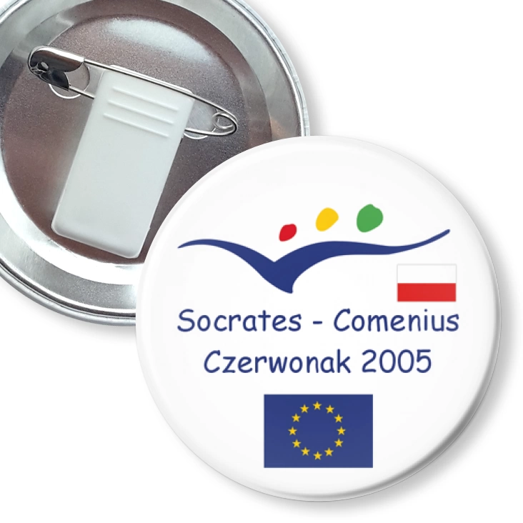 przypinka z żabką i agrafką Socrates - Comenius