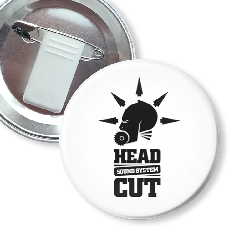 przypinka z żabką i agrafką Sound System Head Cut