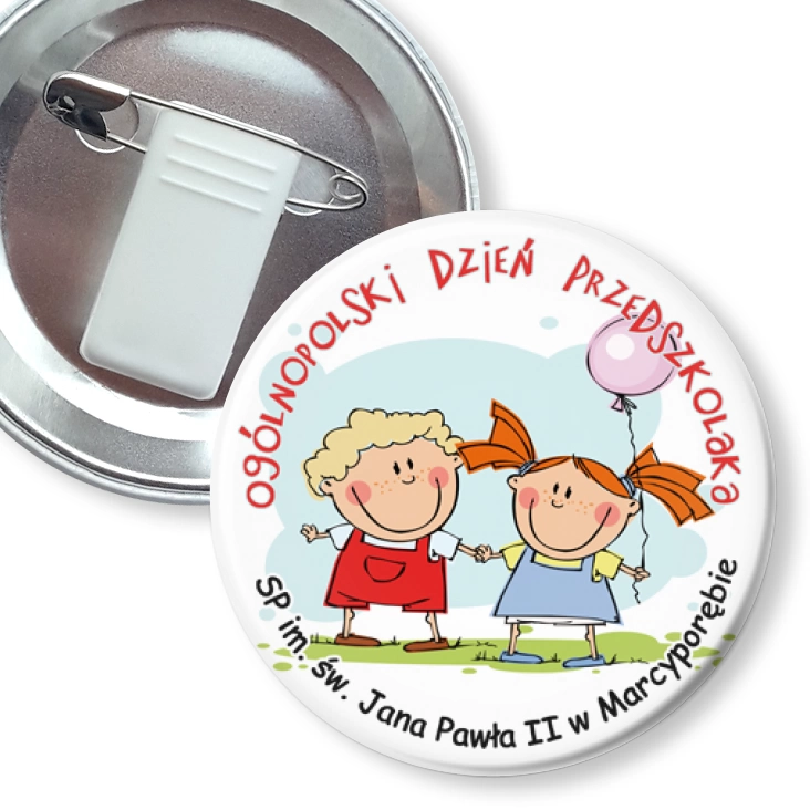 przypinka z żabką i agrafką SP w Marcyporębie