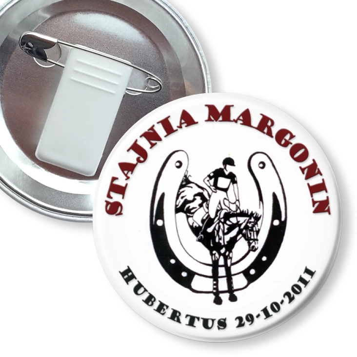 przypinka z żabką i agrafką Stajnia Margonin - Hubertus 2011