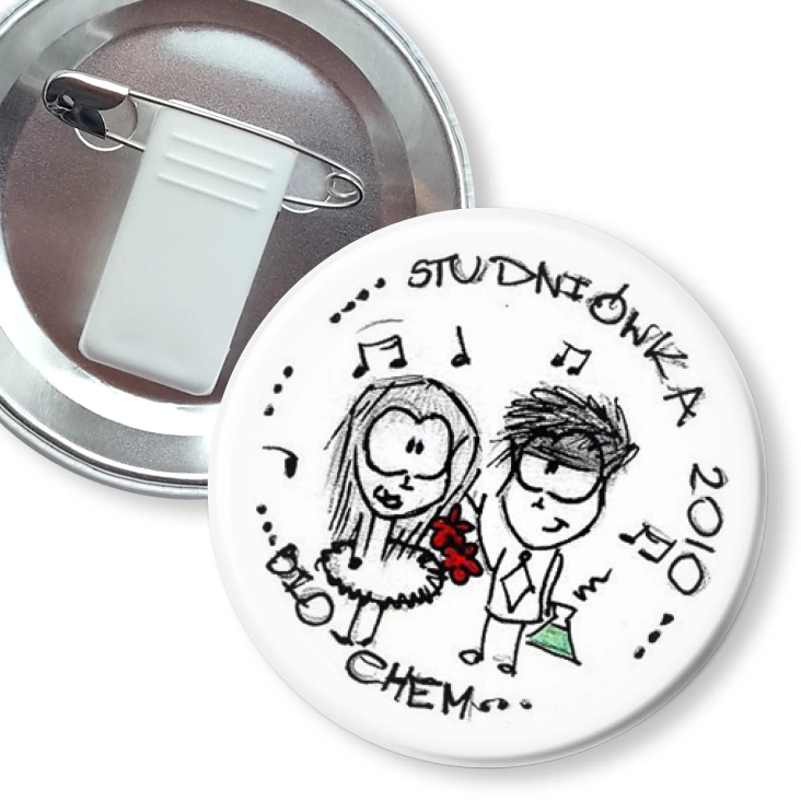 przypinka z żabką i agrafką Studniówka 2010
