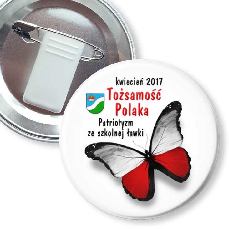 przypinka z żabką i agrafką Tożsamość Polaka