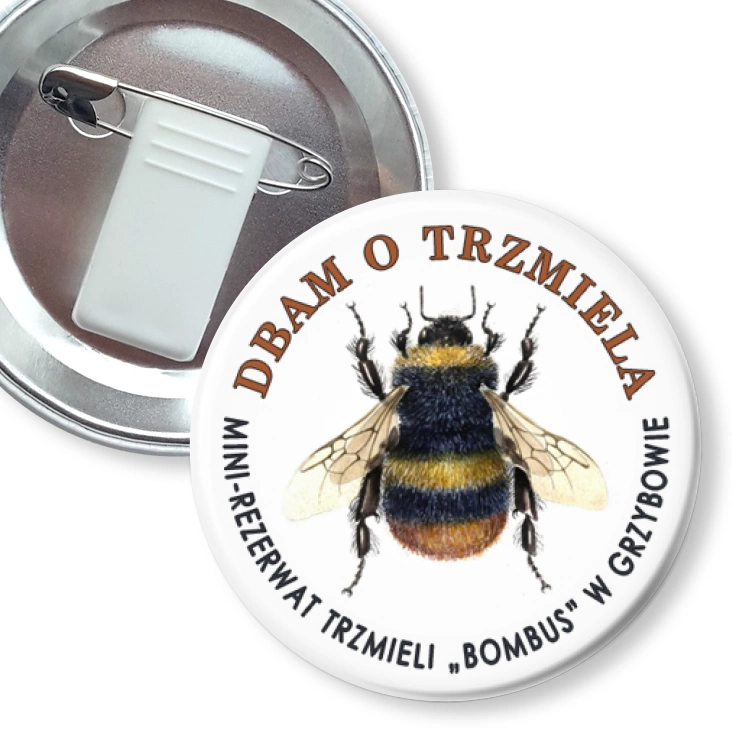 przypinka z żabką i agrafką Trzmiel Bombus