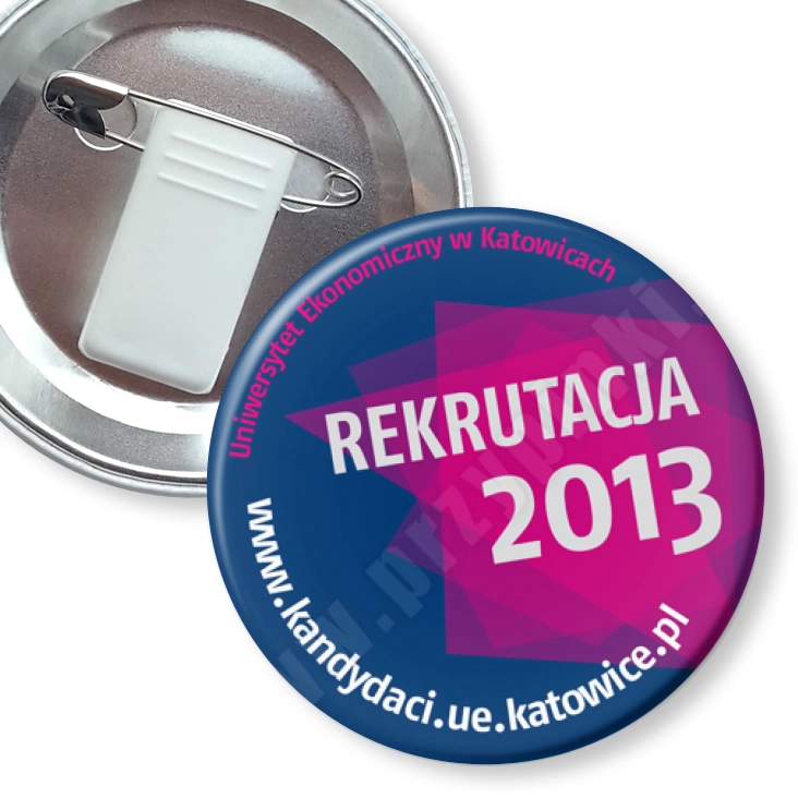 przypinka z żabką i agrafką UE w Katowicach - Rekrutacja 2013