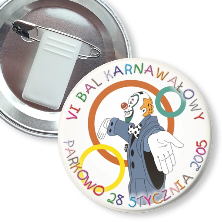 przypinka z żabką i agrafką VI Bal Karnawałowy w Parkowie