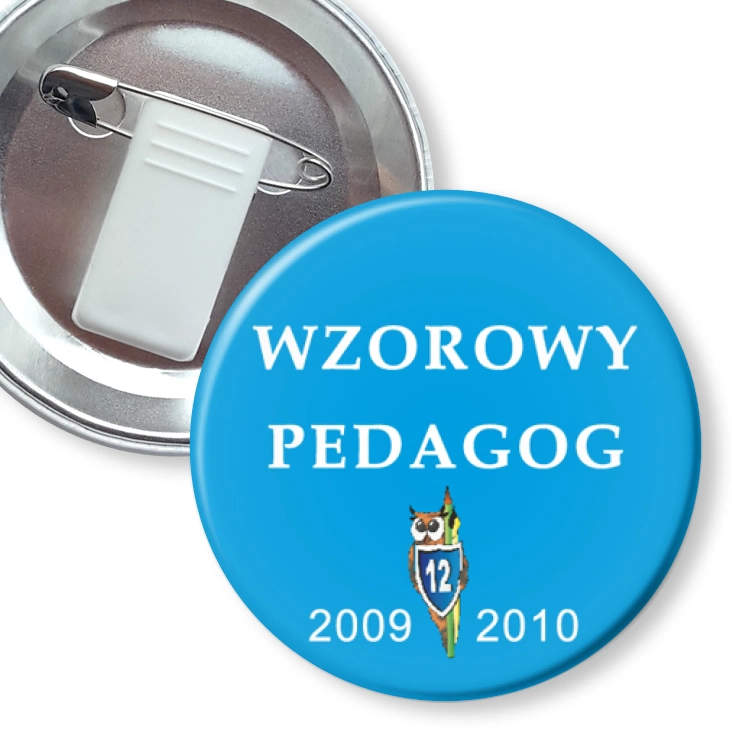przypinka z żabką i agrafką Wzorowy Pedagog
