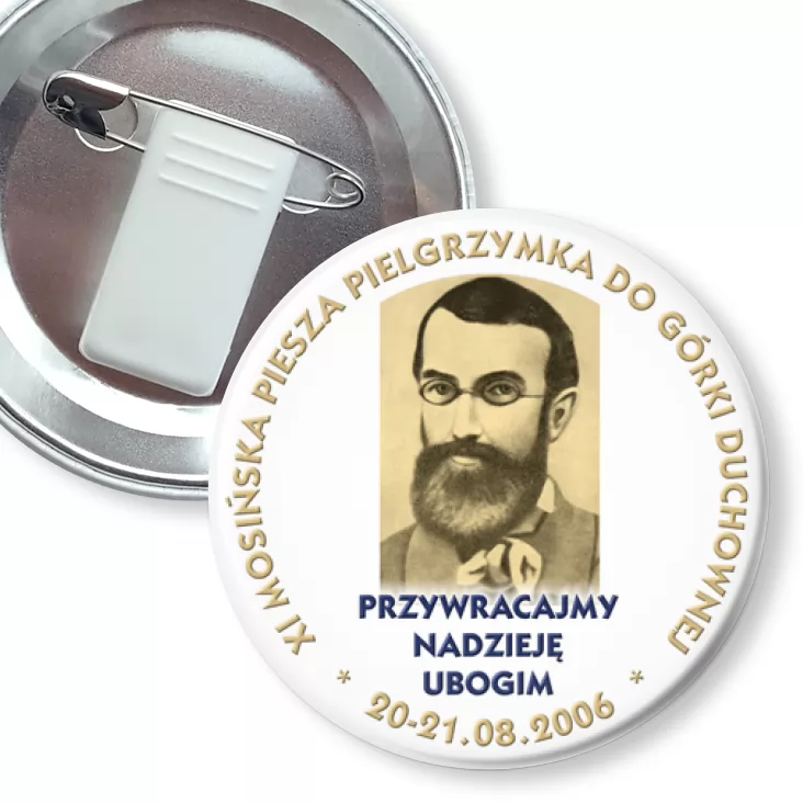 przypinka z żabką i agrafką XI Mosińska Pielgrzymka do Górki Duchownej
