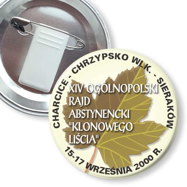 przypinka z żabką i agrafką XIV Ogólnopolski Rajd Abstynencki Klonowego Liścia