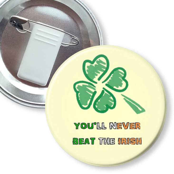przypinka z żabką i agrafką You`ll never beat the Irish