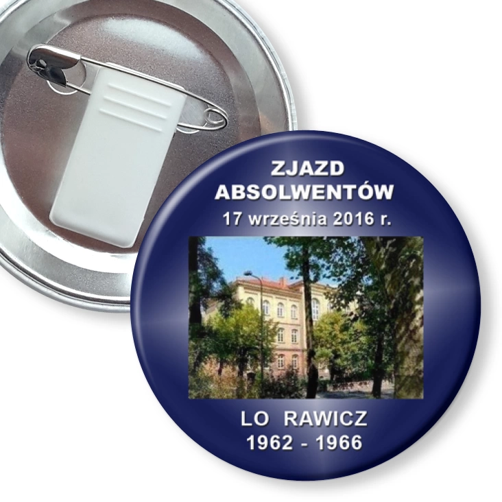 przypinka z żabką i agrafką Zjazd Absolwentów