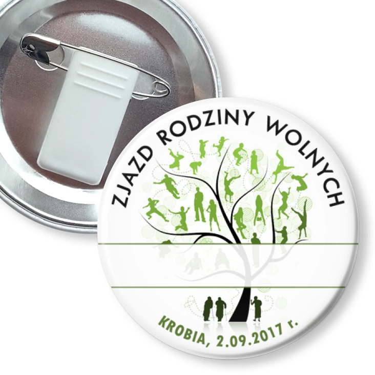 przypinka z żabką i agrafką Zjazd rodzinny