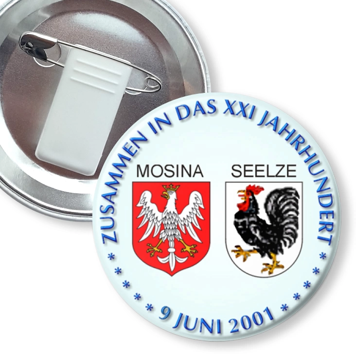 przypinka z żabką i agrafką ZUSAMMEN IN DAS XXI JAHRUNDERT