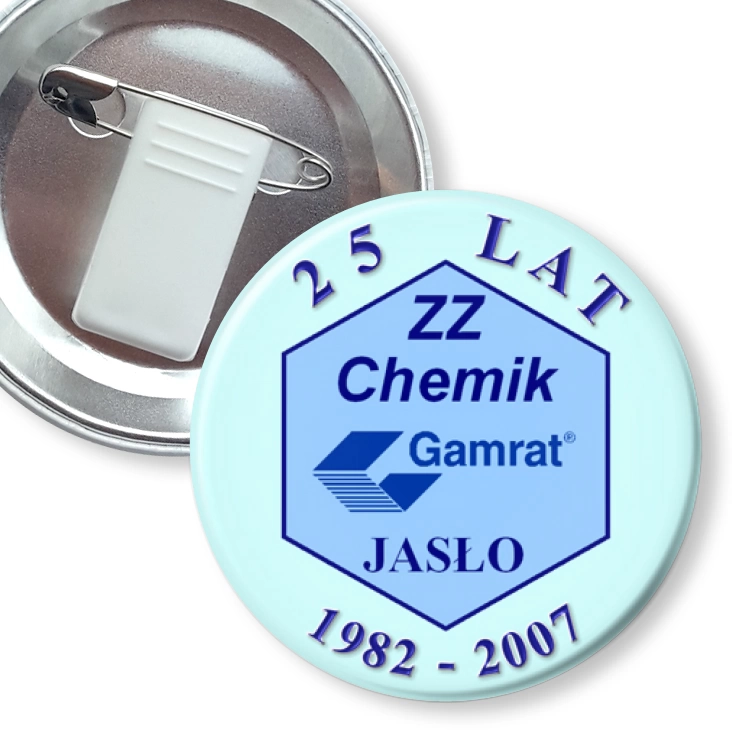 przypinka z żabką i agrafką ZZ Chemik Jasło - 25 lat