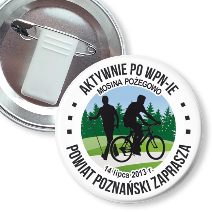 przypinka z żabką i agrafką Aktywnie po WPN-ie