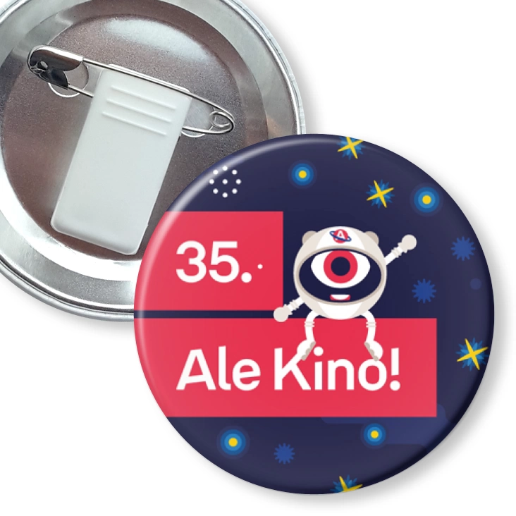 przypinka z żabką i agrafką Ale kino! 2017