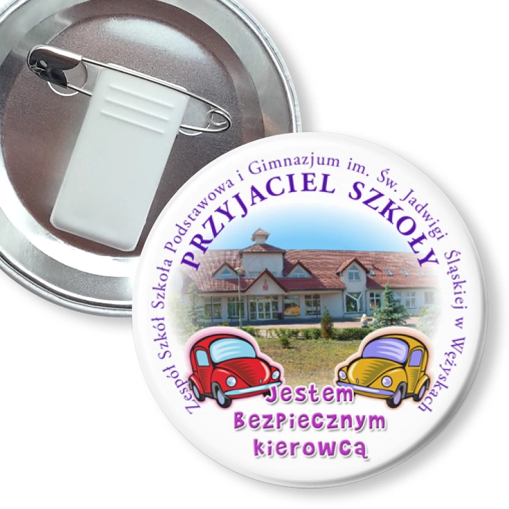 przypinka z żabką i agrafką Bezpieczny kierowca