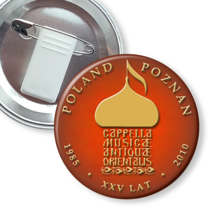 przypinka z żabką i agrafką Capella Musiqae Antiquae Orientalis