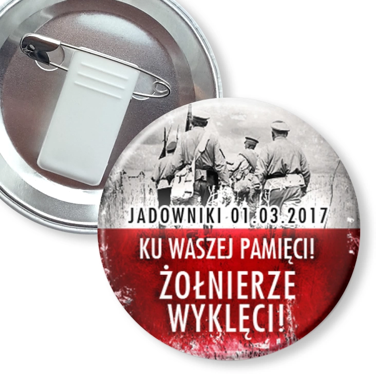 przypinka z żabką i agrafką Cześć Ich pamięci! Żołnierze Wyklęci!