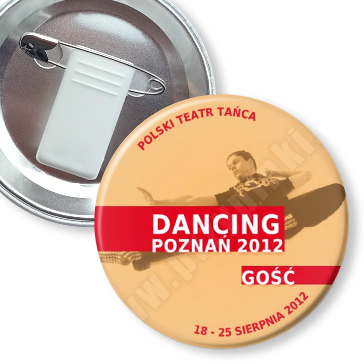 przypinka z żabką i agrafką Dancing Poznań 2012 - gość