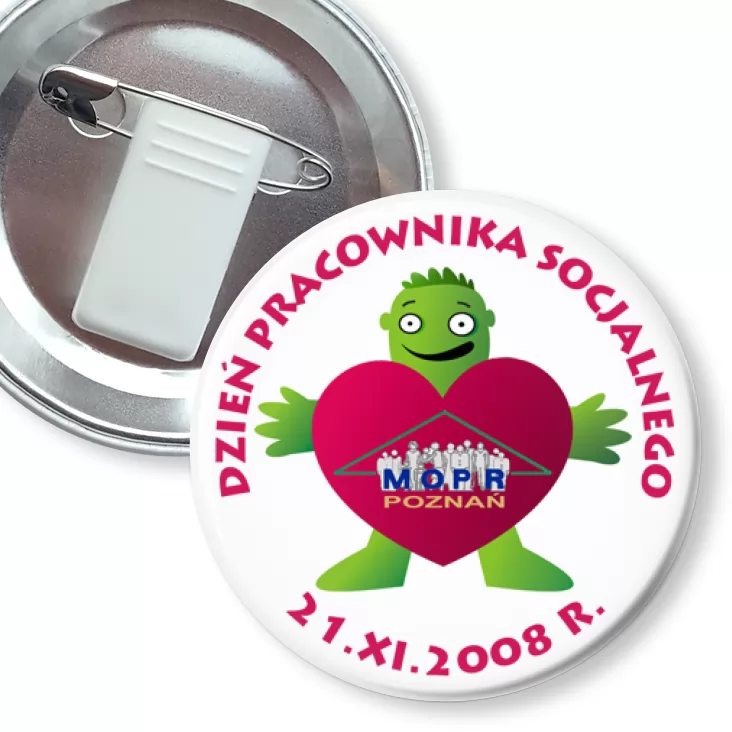 przypinka z żabką i agrafką Dzień Pracownika Socjalnego