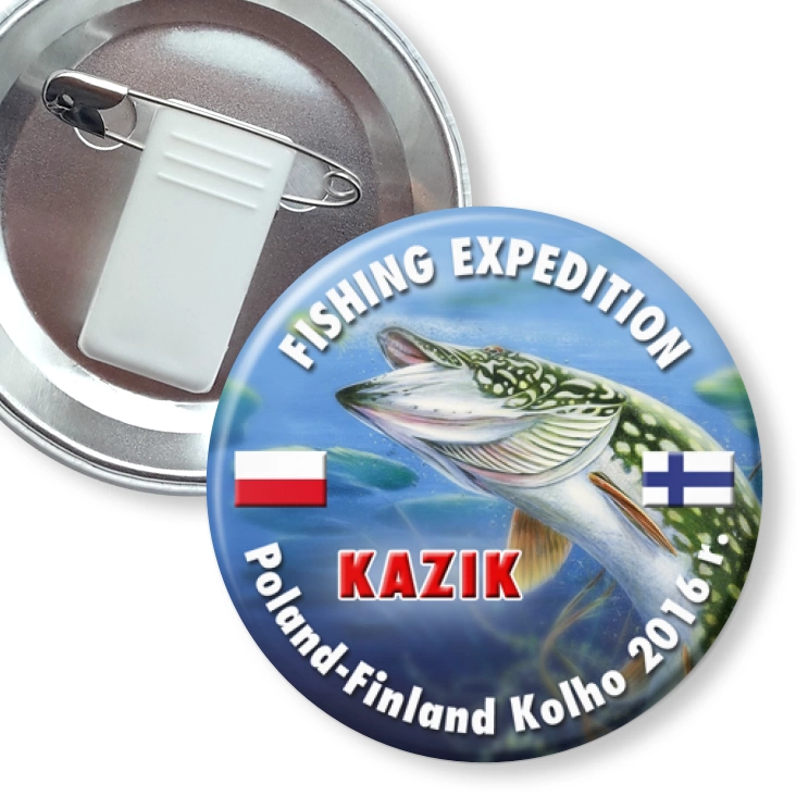 przypinka z żabką i agrafką Fishing expedition