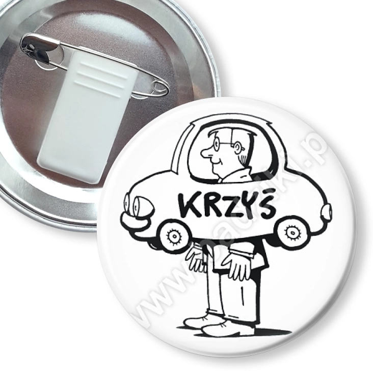 przypinka z żabką i agrafką Fundacja Krzyś