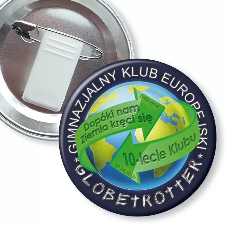 przypinka z żabką i agrafką Globetrotter