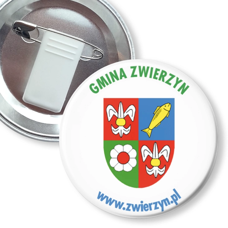 przypinka z żabką i agrafką Gmina Zwierzyn