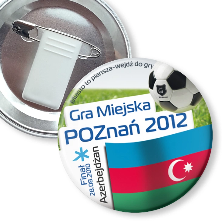 przypinka z żabką i agrafką Gra Miejska - Poznań 2012 - Azerbejdżan