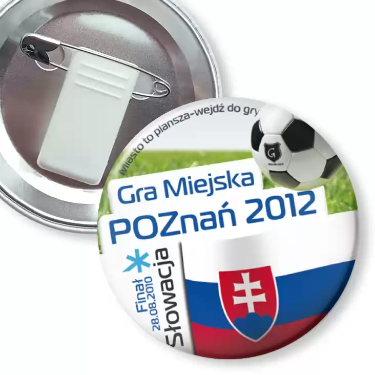 przypinka z żabką i agrafką Gra Miejska - Poznań 2012 - Słowacja