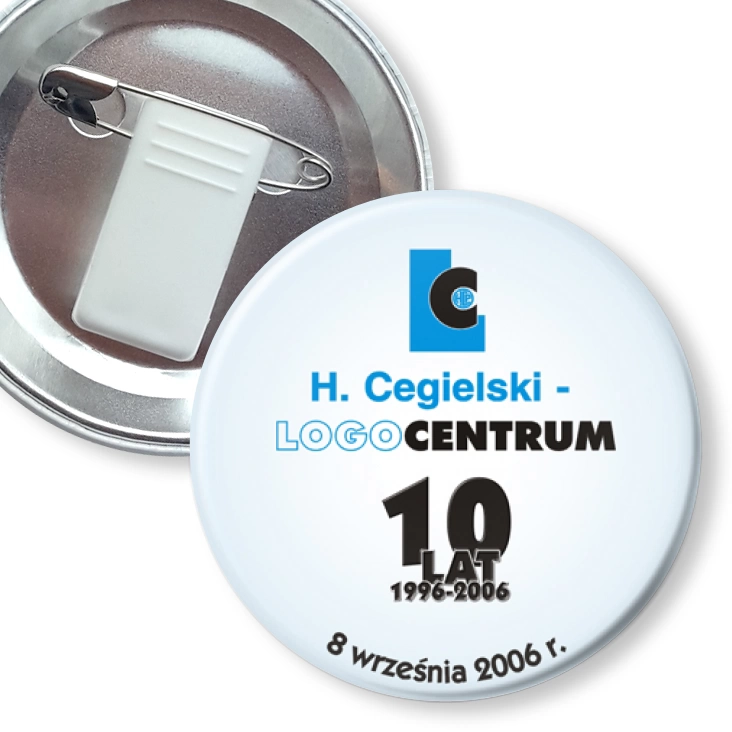 przypinka z żabką i agrafką H. Cegielski - LOGO CENTRUM
