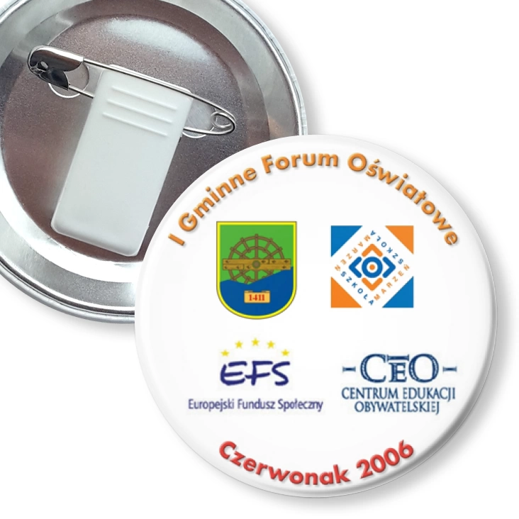 przypinka z żabką i agrafką I Gminne Forum Oświatowe Czerwonak 2006