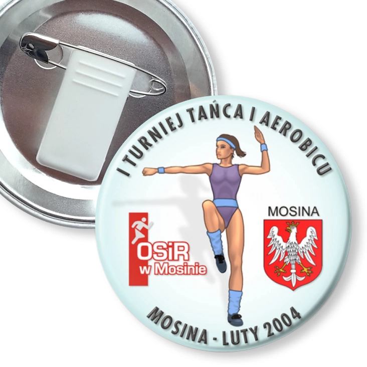 przypinka z żabką i agrafką I Turniej Tańca i Aerobiku