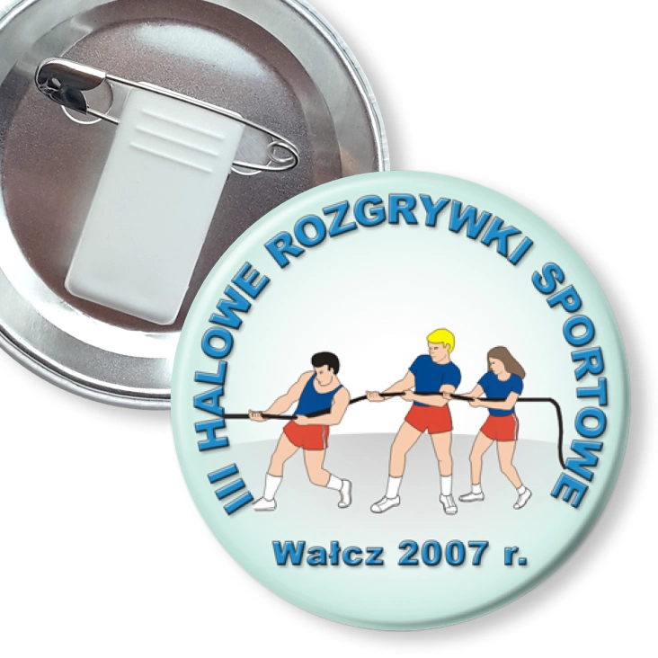 przypinka z żabką i agrafką III Halowe Rozgrywki Sportowe