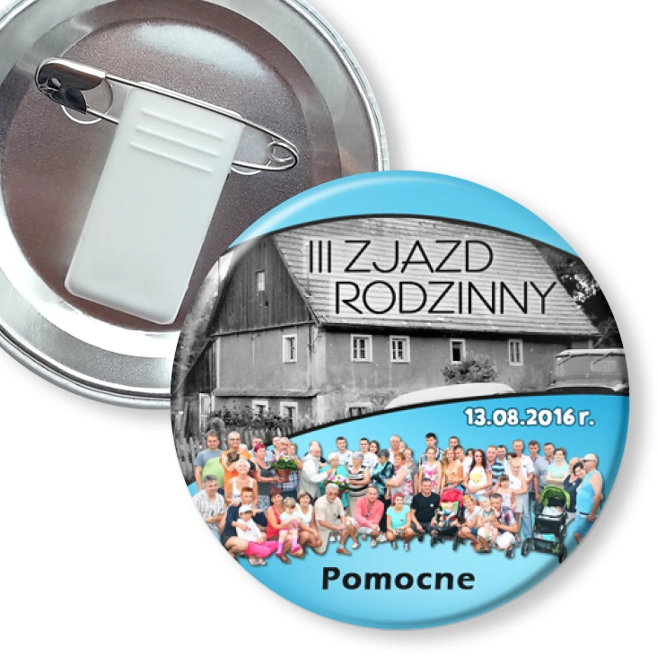 przypinka z żabką i agrafką III ZJAZD RODZINNY