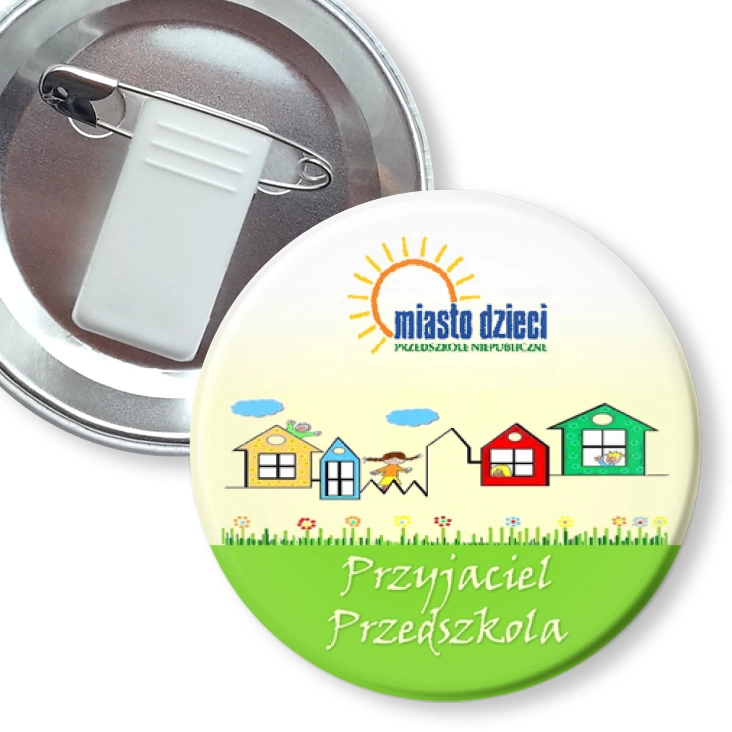 przypinka z żabką i agrafką Miasto Dzieci