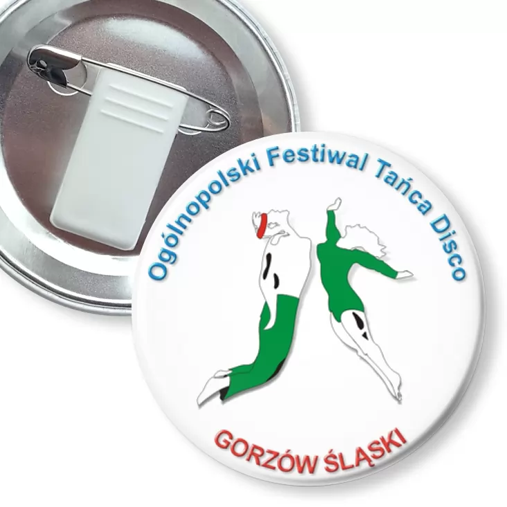 przypinka z żabką i agrafką Ogólnopolski Festiwal Tańca Disco w Gorzowie Śląskim
