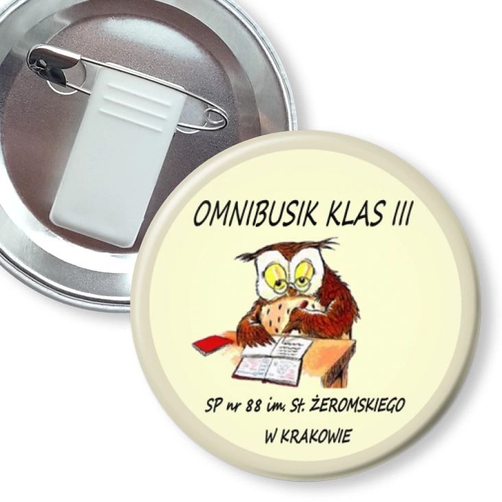 przypinka z żabką i agrafką Omnibusek
