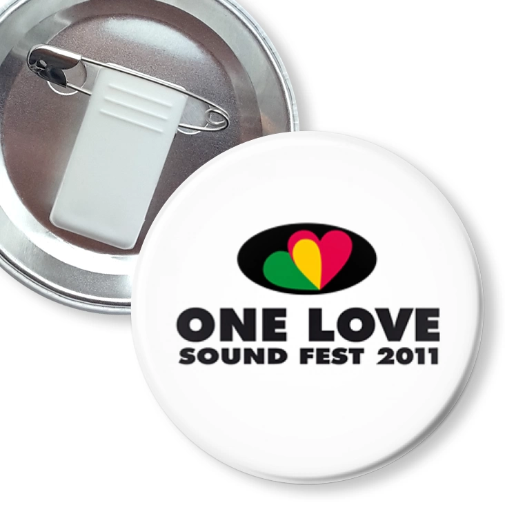 przypinka z żabką i agrafką One love 2011 - białe