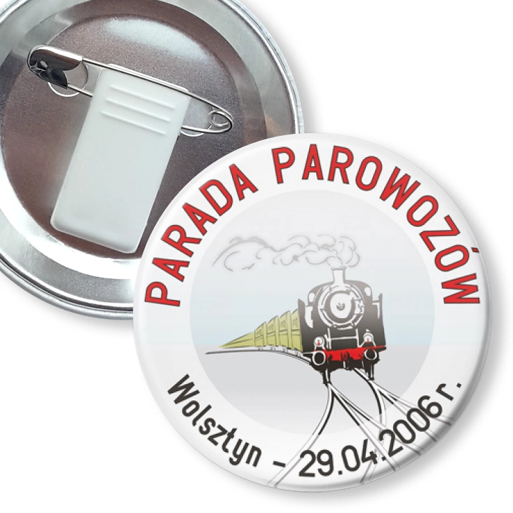 przypinka z żabką i agrafką Parada Parowozów - Wolsztyn 2006