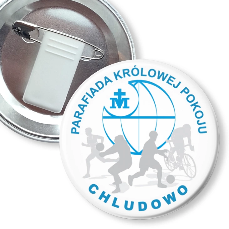 przypinka z żabką i agrafką Parafiada Królowej Pokoju
